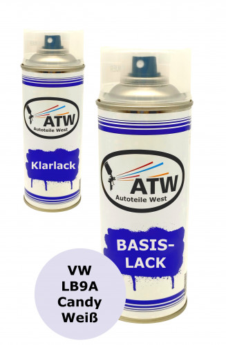 Autolack für VW LB9A Candy Weiß+400ml Klarlack Set